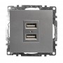 Розетка USB 2-местная (механизм) STEKKER GLS10-7115-03 250V 2,1А серия Катрин, серебро - 