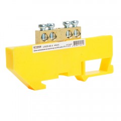 Шина "PE" на изоляторе STEKKER LD555-69-4 на DIN-рейку 4 вывода 6х9, желтый