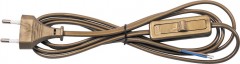 Сетевой шнур с выключателем, 230V 1.9м золото, KF-HK-1 Feron, артикул: 23051