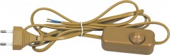 Сетевой шнур с диммером 230V 1,5+0,5м, золото, DM103-200W Feron, артикул: 23057