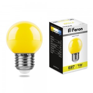 Лампа светодиодная Feron LB-37 Шарик E27 1W желтый Лампа светодиодная Feron LB-37 Шарик E27 1W желтый