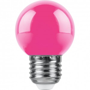 Лампа светодиодная Feron LB-37 Шарик E27 1W розовый Лампа светодиодная Feron LB-37 Шарик E27 1W розовый
