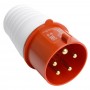 Вилка прямая переносная STEKKER PPG32-025-44 380V 32А IP44 3P+PE+N, красный - 