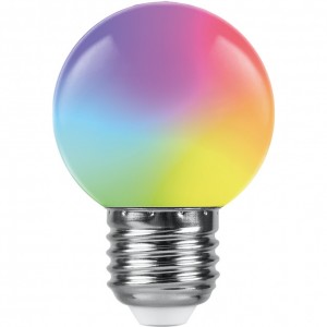 Лампа светодиодная Feron LB-37 Шарик матовый E27 1W RGB плавная сменая цвета Лампа светодиодная Feron LB-37 Шарик матовый E27 1W RGB плавная сменая цвета