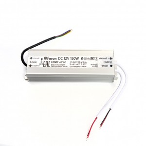 Трансформатор электронный Feron LB007 DC12V 150W IP67 для светодиодной ленты Трансформатор электронный Feron LB007 DC12V 150W IP67 для светодиодной ленты