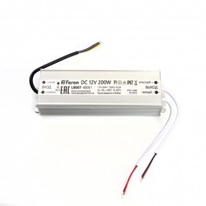 Трансформатор электронный Feron LB007 DC12V 200W IP67 для светодиодной ленты Трансформатор электронный Feron LB007 DC12V 200W IP67 для светодиодной ленты