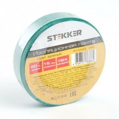 Изоляционная лента 13х15мм STEKKER 20м INTP01315-20 зеленый 10шт