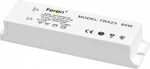 Трансформатор электронный понижающий с защитой, 230V/12V 60W, TRA23 Feron, артикул: 21011 Трансформатор электронный понижающий с защитой, 230V/12V 60W, TRA23 Feron, артикул: 21011