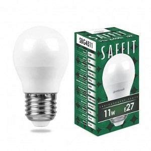 Лампа светодиодная SAFFIT SBG4511 Шарик E27 11W холодный свет (6400К) Лампа светодиодная SAFFIT SBG4511 Шарик E27 11W холодный свет (6400К)