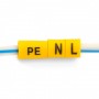Кабель-маркеры наборные "L, N, PE" STEKKER CBMR40-S2 для провода сечением до 6мм2, желтый (10 отрезков по 30 шт) - 