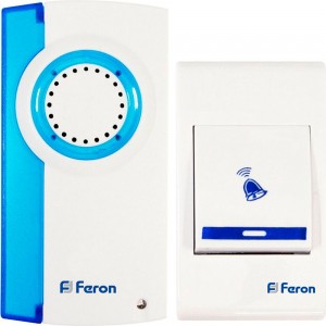 Звонок дверной беспроводной, 32 мелодии, 2*1,5V/AA, белый, синий E-221 Feron, артикул: 23677 Звонок дверной беспроводной, 32 мелодии, 2*1,5V/AA, белый, синий E-221 Feron, артикул: 23677